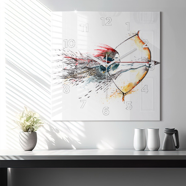 Horloge murale carrée Un guerrier en chasse