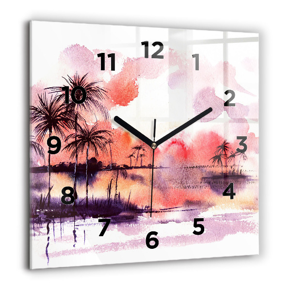Horloge murale carrée Paysage tropical