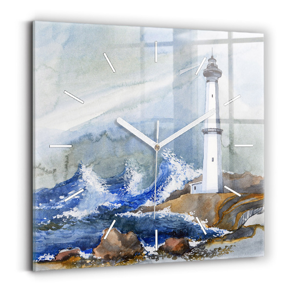 Horloge murale carrée La mer et le phare