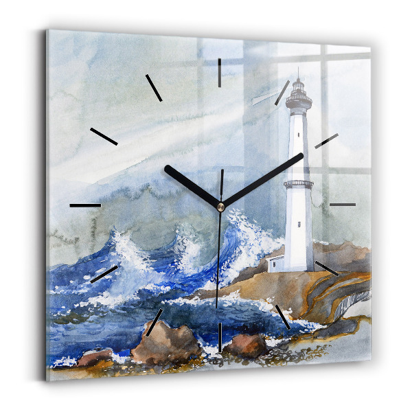 Horloge murale carrée La mer et le phare