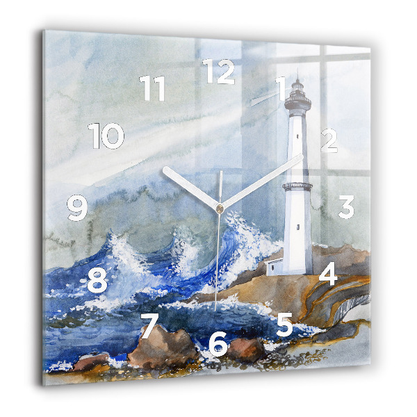 Horloge murale carrée La mer et le phare