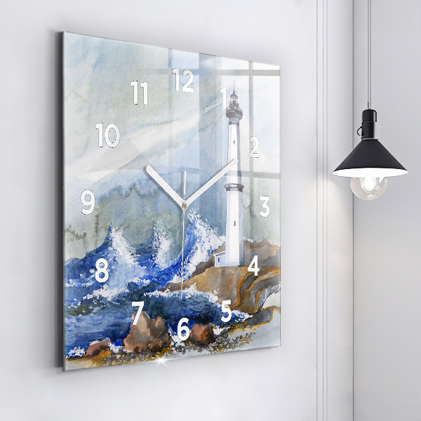 Horloge murale carrée La mer et le phare