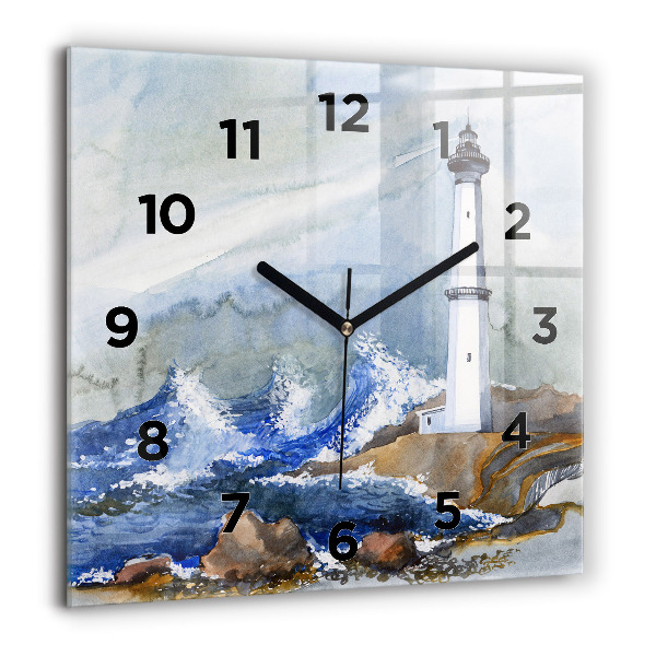 Horloge murale carrée La mer et le phare