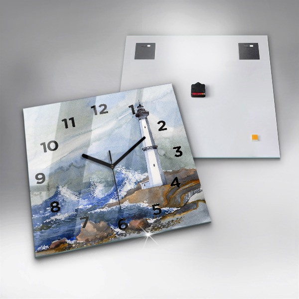 Horloge murale carrée La mer et le phare