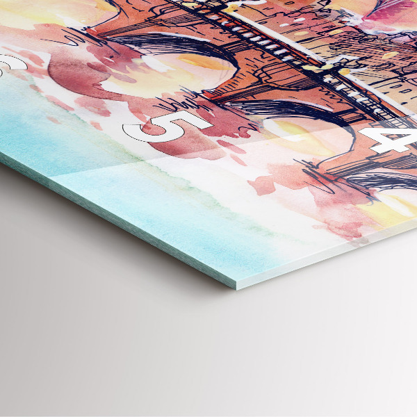 Horloge murale carrée Paysage peint de Paris