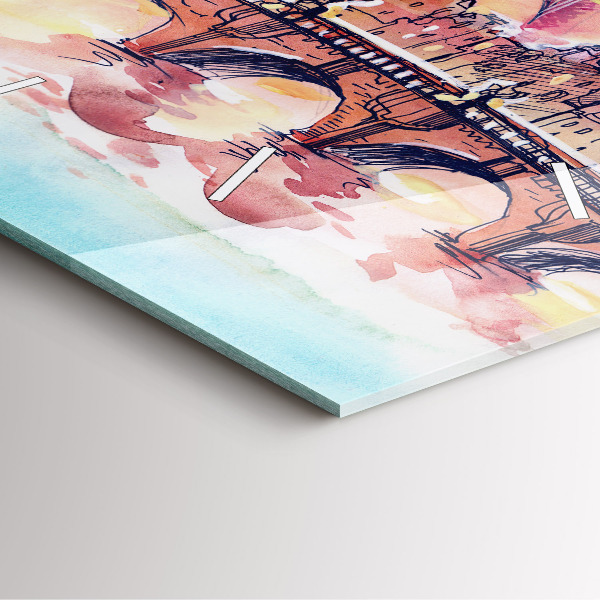 Horloge murale carrée Paysage peint de Paris