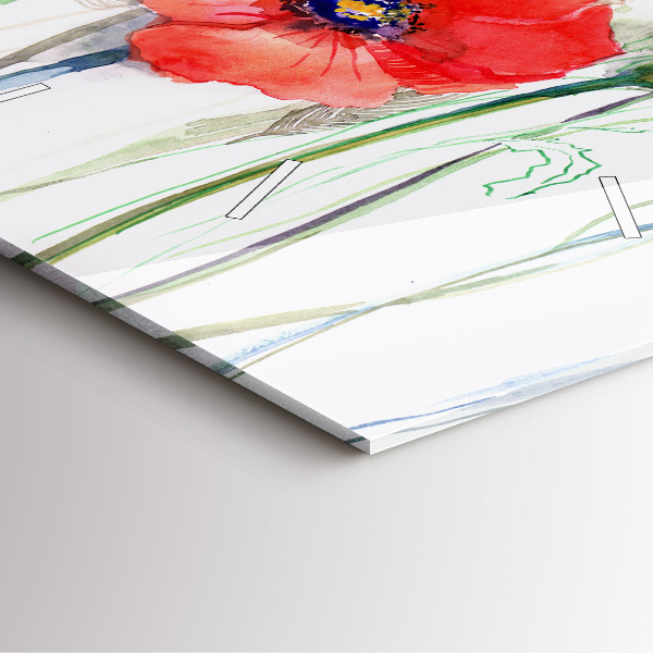 Horloge murale carrée Coquelicots rouges peints