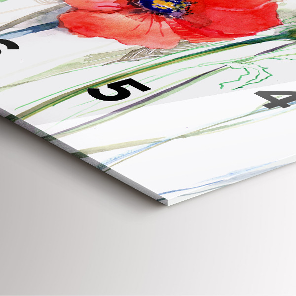 Horloge murale carrée Coquelicots rouges peints