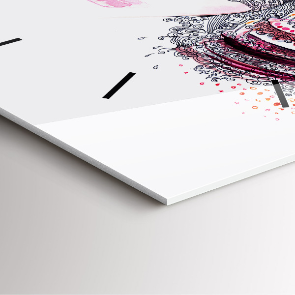 Horloge murale carrée Douce femme avec un gâteau