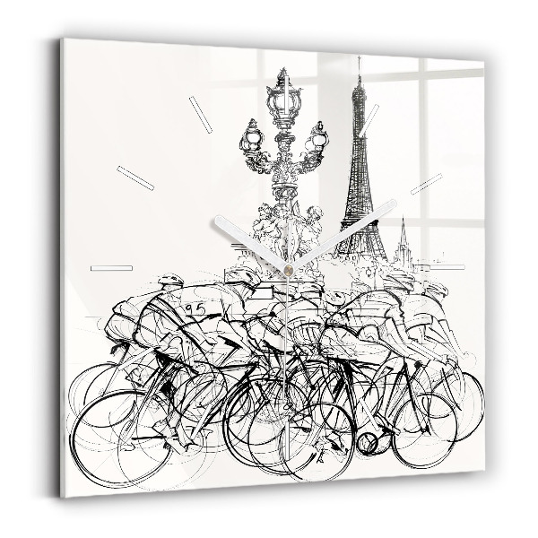 Horloge murale carrée Dessin de course cycliste