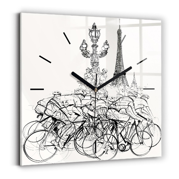 Horloge murale carrée Dessin de course cycliste