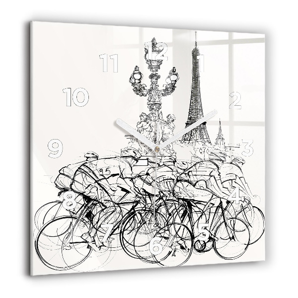 Horloge murale carrée Dessin de course cycliste