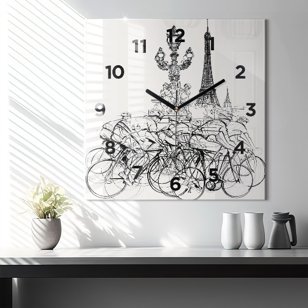 Horloge murale carrée Dessin de course cycliste