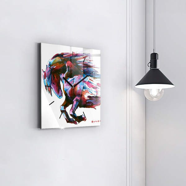 Horloge murale carrée Un cheval en fuite