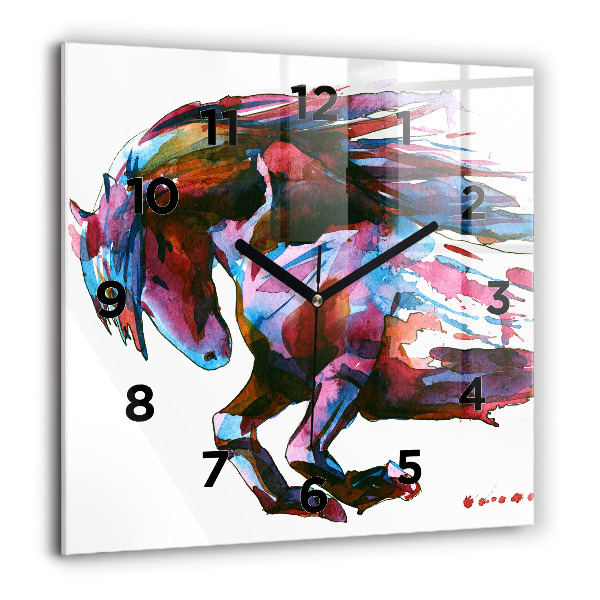 Horloge murale carrée Un cheval en fuite