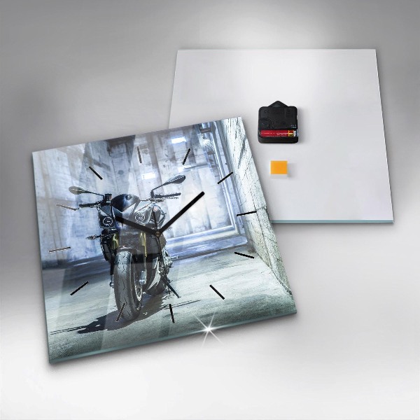 Horloge murale carrée Moto dans la ruelle