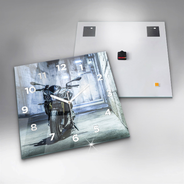 Horloge murale carrée Moto dans la ruelle