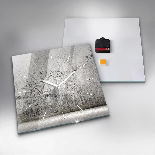 Horloge murale carrée Croquis de la ville