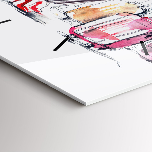 Horloge murale carrée Femme avec des valises