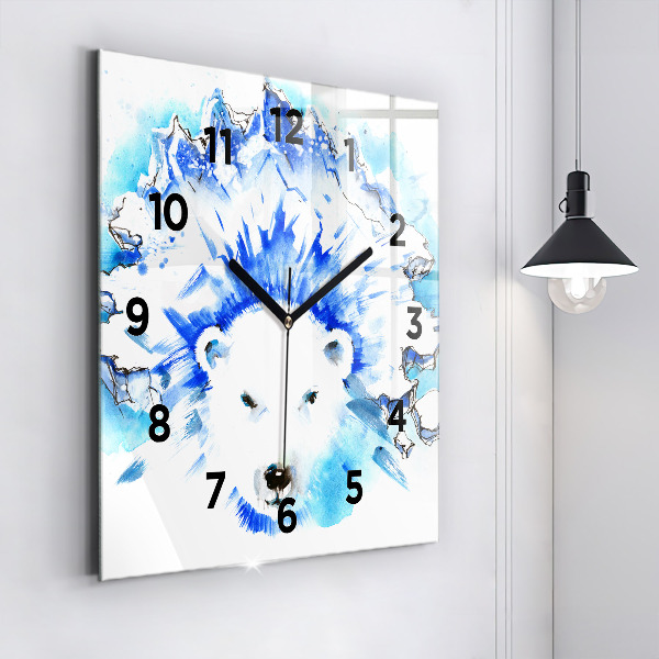 Horloge murale carrée Ours sur fond de glace
