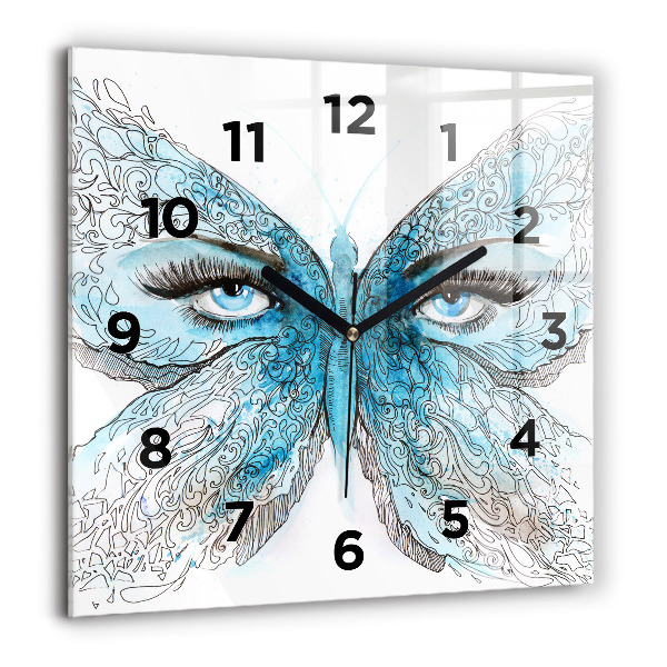 Horloge murale carrée Visage de papillon
