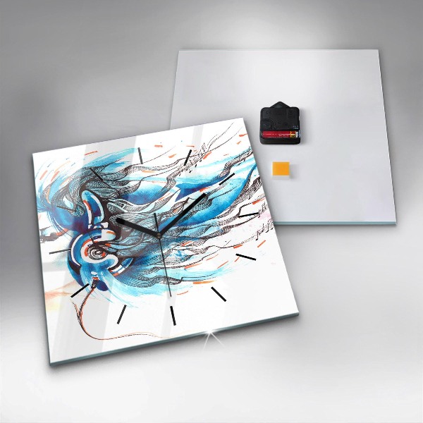 Horloge murale carrée 'Illustration d''un combiné'