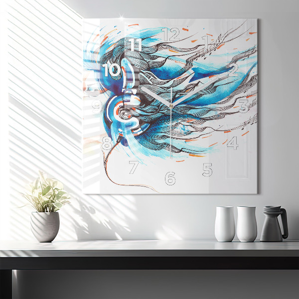 Horloge murale carrée 'Illustration d''un combiné'
