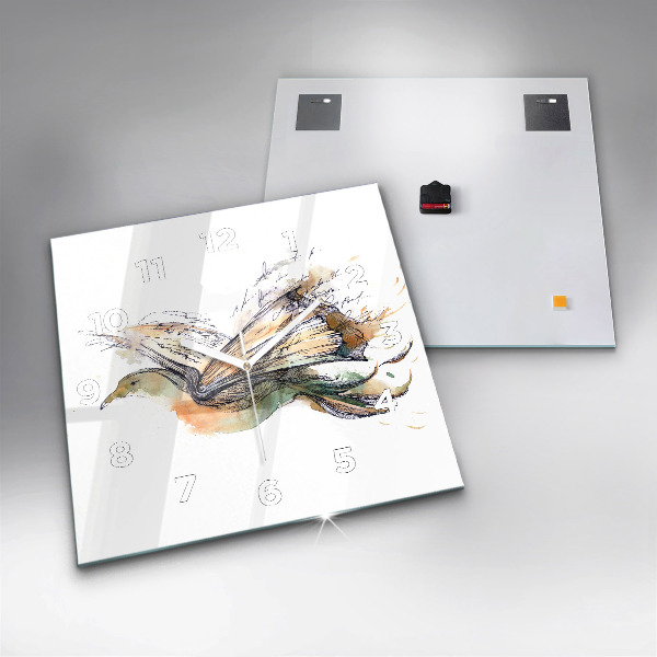 Horloge murale carrée 'L''oiseau et le livre'