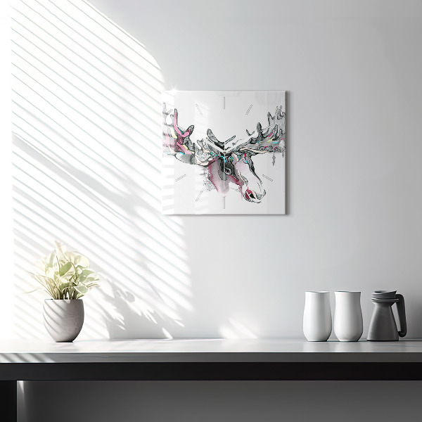 Horloge murale carrée 'Résumé de l''orignal'