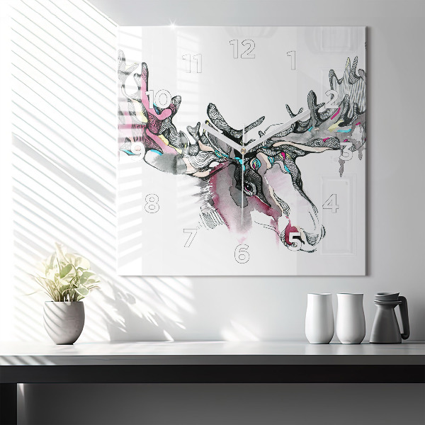 Horloge murale carrée 'Résumé de l''orignal'