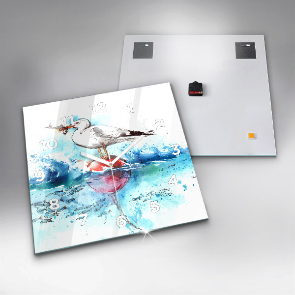 Horloge murale carrée Mouette peinte