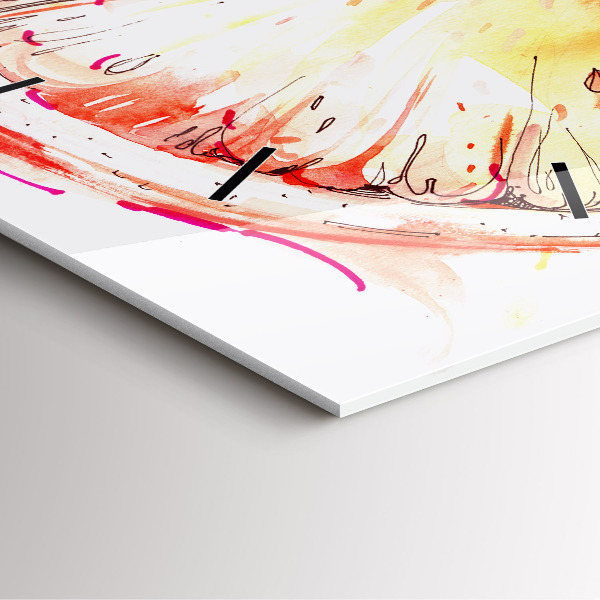 Horloge murale carrée Peint en orange