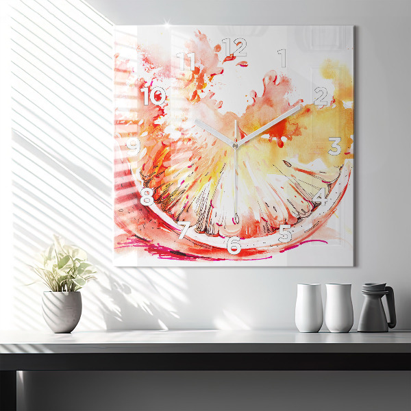 Horloge murale carrée Peint en orange