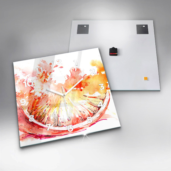 Horloge murale carrée Peint en orange