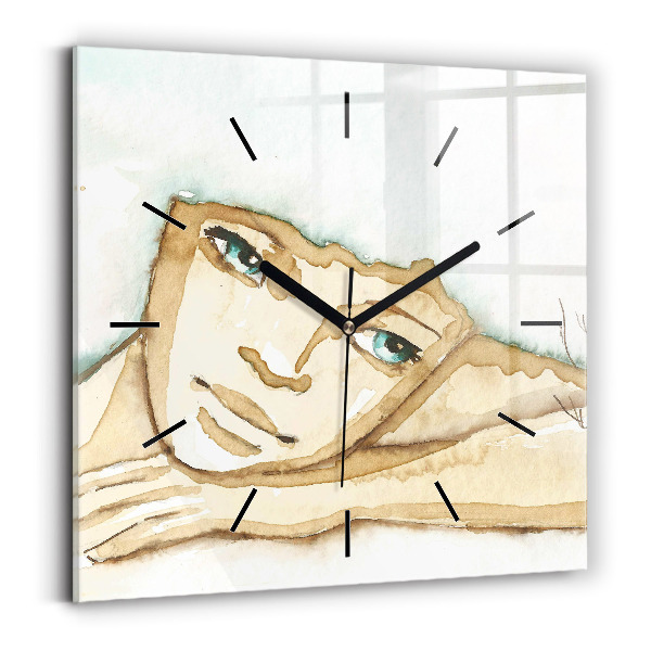 Horloge murale carrée 'Portrait d''une femme'