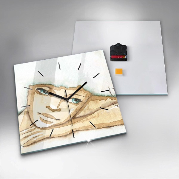 Horloge murale carrée 'Portrait d''une femme'