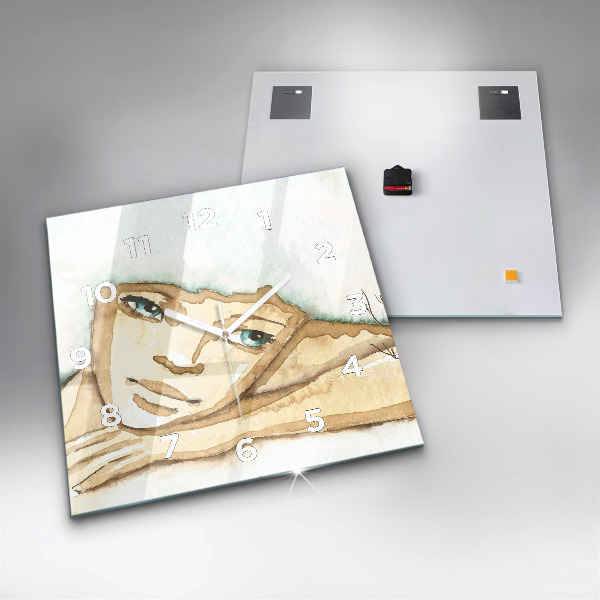 Horloge murale carrée 'Portrait d''une femme'