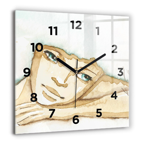 Horloge murale carrée 'Portrait d''une femme'