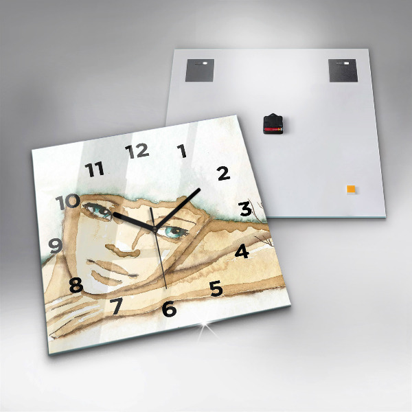 Horloge murale carrée 'Portrait d''une femme'
