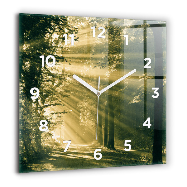 Horloge murale carrée Forêt des rayons du soleil