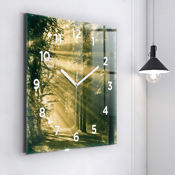 Horloge murale carrée Forêt des rayons du soleil