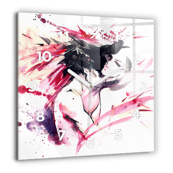 Horloge murale carrée 'L''abstraction des amoureux'