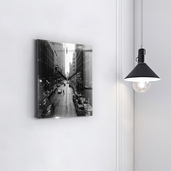 Horloge murale carrée Les rues de la ville de Chicago