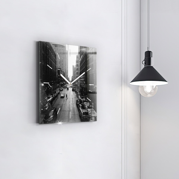 Horloge murale carrée Les rues de la ville de Chicago