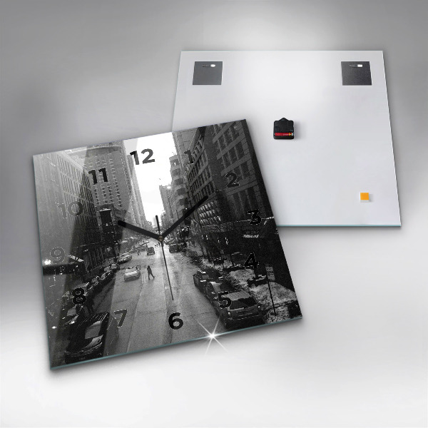 Horloge murale carrée Les rues de la ville de Chicago