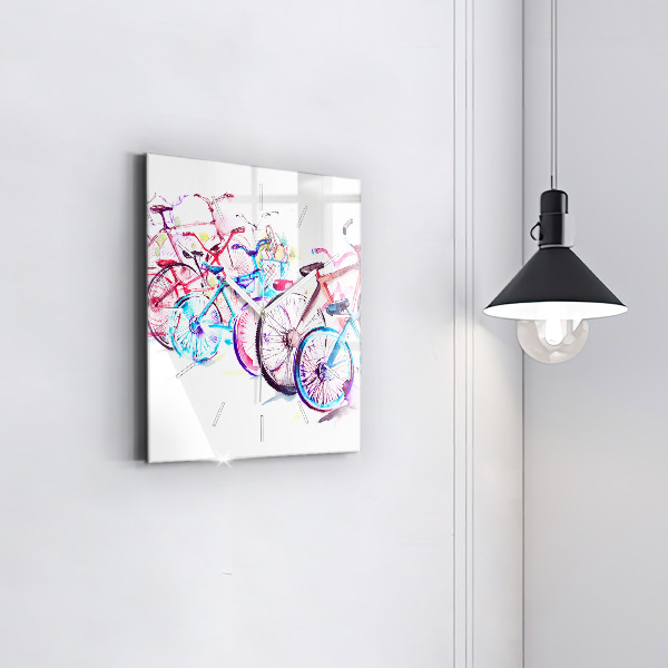 Horloge murale carrée Vélos de ville colorés