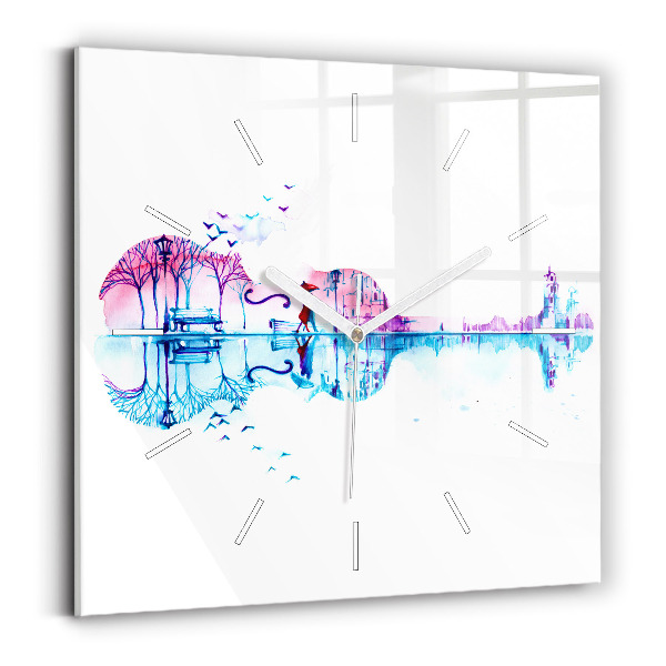 Horloge murale carrée Lac du parc Cello