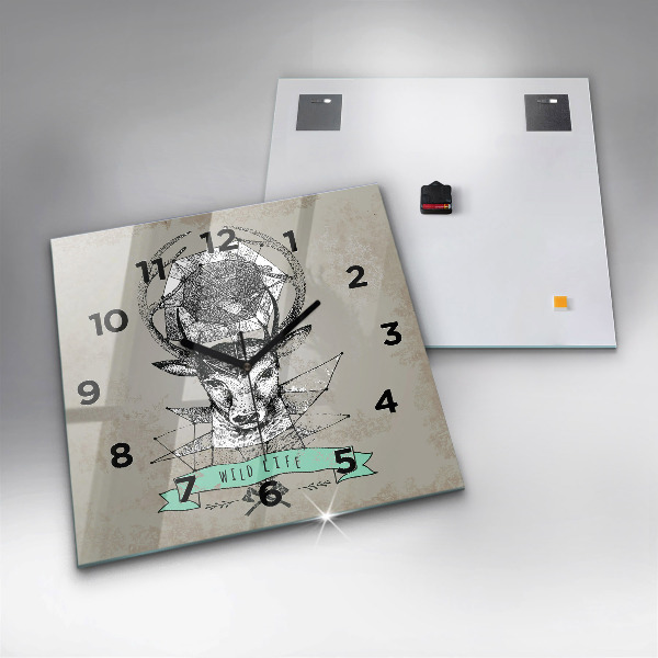 Horloge murale carrée Tête de cerf
