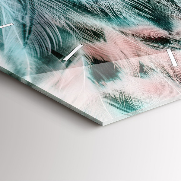 Horloge murale carrée plumes colorées