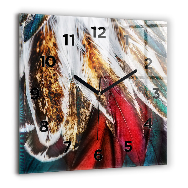 Horloge murale carrée 'Plumes d''oiseaux marron clair'